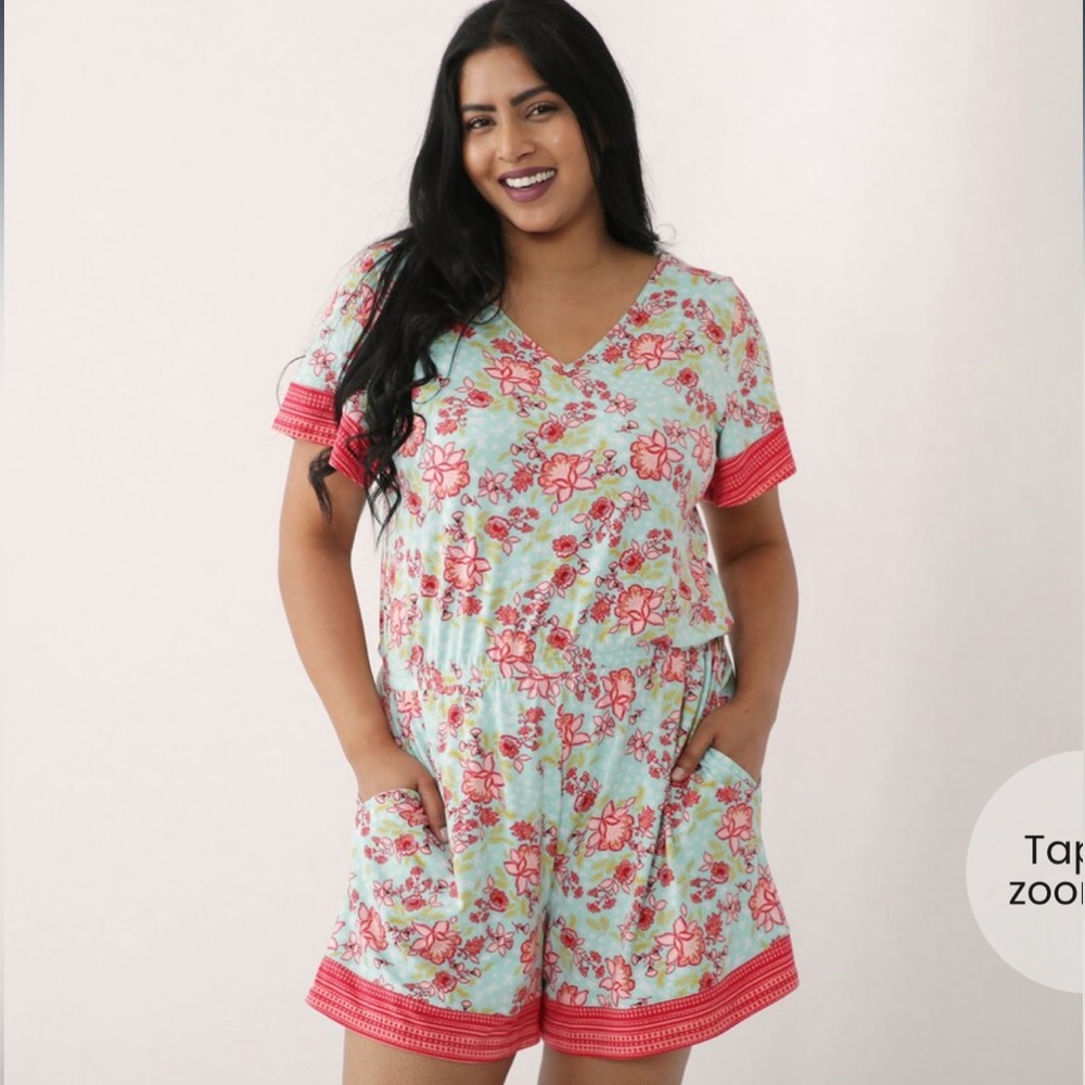 Cuddl Duds Cool & Airy Faux Wrap romper size 3X